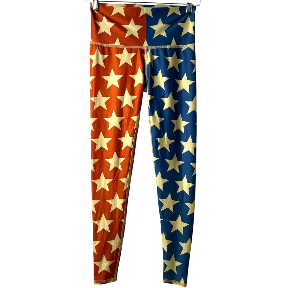 teeki Americana Womens Leggings Star Novelty Print Athleisure 4th Of July Size S
